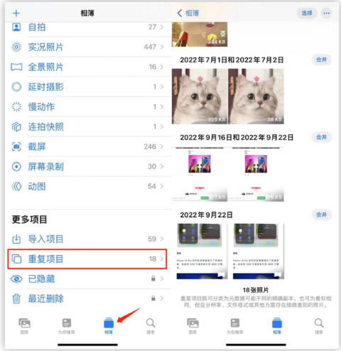 小榄镇苹果手机维修分享iOS 16 中相册重复项目功能使用方法 