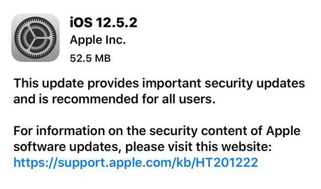 小榄镇苹果手机维修分享iOS12.5.2发布，建议所有老苹果用户安装 